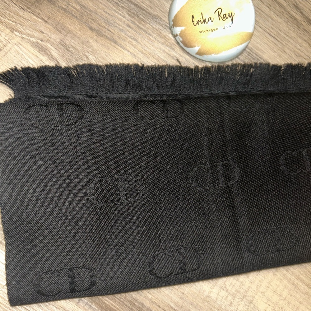 Dior Black CD Monogram Long Scarf - Picture 6 of 9